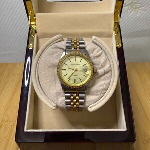 Vintage Ambassador 1970s Two-Tone Gold/Silver Calendar Watch, 36mm